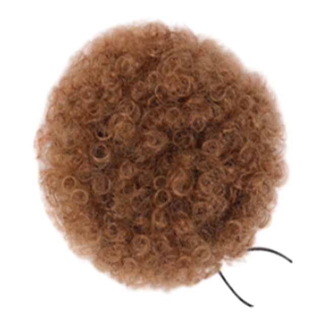 Baohd Effortless Afro Puff Drawstring Ponytail Bun Short Afro Kinky Puff Synthetic Brown 1Set