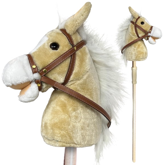 Nature Bound Stick Horse | Plush Handcrafted Hobby Horse Provides Fun Pretend Play For Toddlers & Preschoolers | Handsewn Head Sturdy Wood Stick Plus Neighing & Clip-Clop Sounds