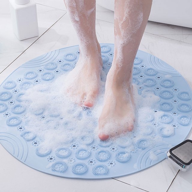 VONKY Machine Washable Non-slips Shower Mat For Safe And Durable Shower Rinse The Mat And Put Up It To Air Dry PVC grey 30cm*30cm 1 light blue,1 30cm*30cm