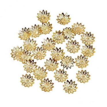 Milaget 4-6pack 100 pcs 16mm Hollow Flower Bead Caps for Jewelry Making Gold 5 Pcs
