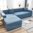 thumbnail image 1 of 2024 Plush Sectional Couch Cover   Stretch L Shape Sofa Covers For Sectional Sofa Set  L Shape Couch Protector Chaise Lounge Covers For Dogs Kids-Gray-1 Seater, 1 of 9