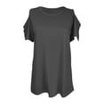 thumbnail image 4 of Timegard Womens Tops Cold Shoulder Crew Neck Short Sleeve Tunic Tops Mid Long Comfy Summer Casual, 4 of 6