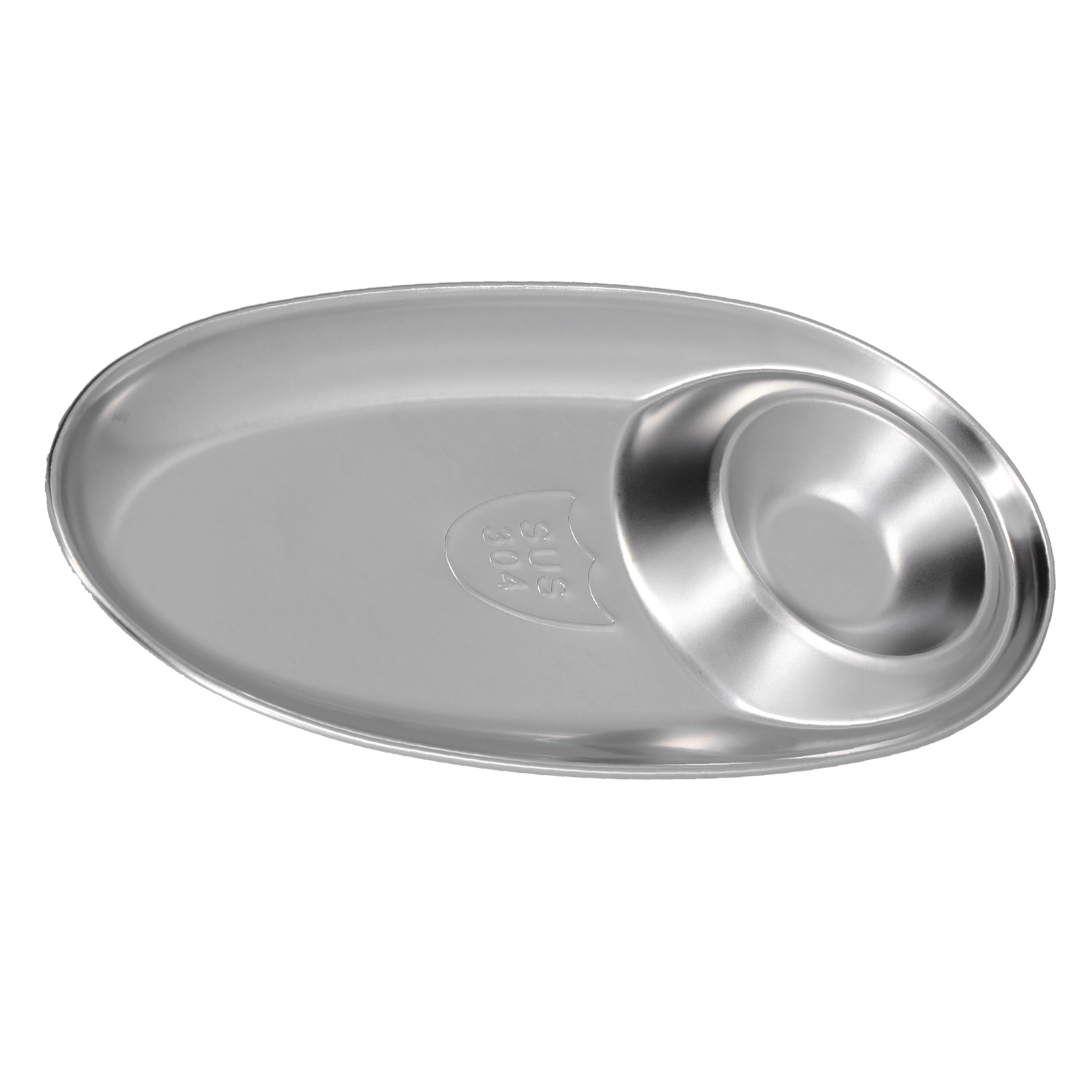 Spice Dish, Divided Oval Stable 304 Stainless Steel Snack Plate Safe For Outdoor For Camping L,S