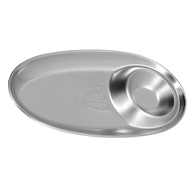 Spice Dish, Divided Oval Stable 304 Stainless Steel Snack Plate Safe For Outdoor For Camping L,S