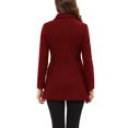 thumbnail image 3 of INSPIRE CHIC Manteau Caban Long d'Hiver à Double Boutonnage pour Femme à Col Peter Pan TP Rouge Foncé, 3 of 6