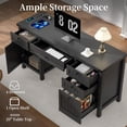 thumbnail image 2 of FIAKOA 62" Executive Desk, Modern Farmhouse Computer Desk with Drawers & Cabinet,Home Office Desk Writing Workspace for Work Study,Black, 2 of 9