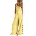thumbnail image 1 of Innerwin Combinaison Longue Imprimée Florale pour Femmes Pantalon Large Été Sans Manches Ample une Pièce Jaune m, 1 of 2