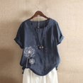 thumbnail image 3 of Hauts d'Été pour Femmes,Hauts d'Été pour Femmes,T-Shirt à Col d'Été pour Femmes à Manches Courtes Décontracté Imprimé avec Boutons,Shorts pour Femmes,Hauts d'Été pour Femmes, 3 of 3