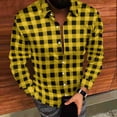 thumbnail image 3 of Timdgard Button down Shirts for Men Fall Plaid Lapel V Neck Long Sleeve Shirts Work Casual Tops, 3 of 8