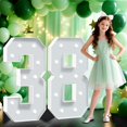 thumbnail image 1 of Marquee Numbers 38, 4FT White Light Up Numbers, 4 Feet Tall Cardboard Mosaic Number for 38th Birthday Party Backdrop Anniversary Decorations, Pre-Cut Large Frame Number, Assembly Required, 1 of 5