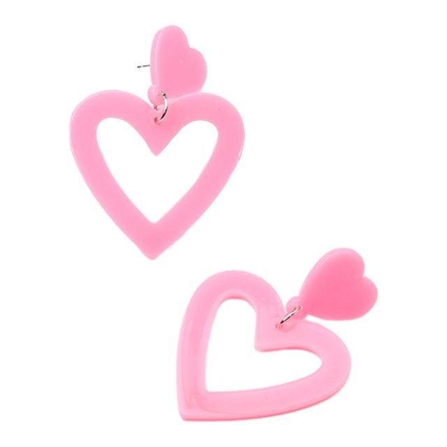 Decodeary Love Heart Earrings Set Lightweight And Easy To Wear Multiple Colors Available Pink