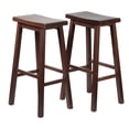thumbnail image 3 of PJ Wood Classic Saddle Seat 29-Inch Tall Counter Stools, Walnut (Set of 8), 3 of 9
