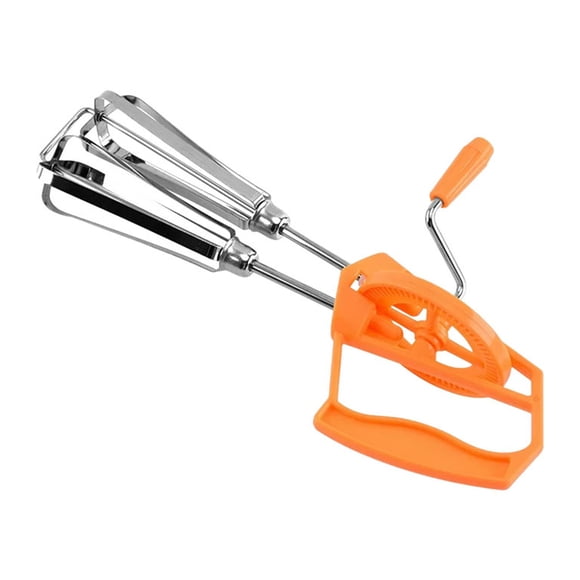 WHEANG Batteur à Main en Acier Inoxydable 10 Pouces Rapide Semi-Automatique Batteur à Oeufs et Outil à Pâtes Batteur Ménager Outil de Pâtisserie Orange