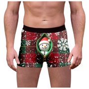 FhsagQ Underwear Mens Underwear Briefs Pack Super Fit Male Plaid Christmas Day Printed Underwearny Fitting Mid Waist Briefs Mens Underwear Comfortsoft Men's Underwear Boxers Cotton Comfortsoft Wine L