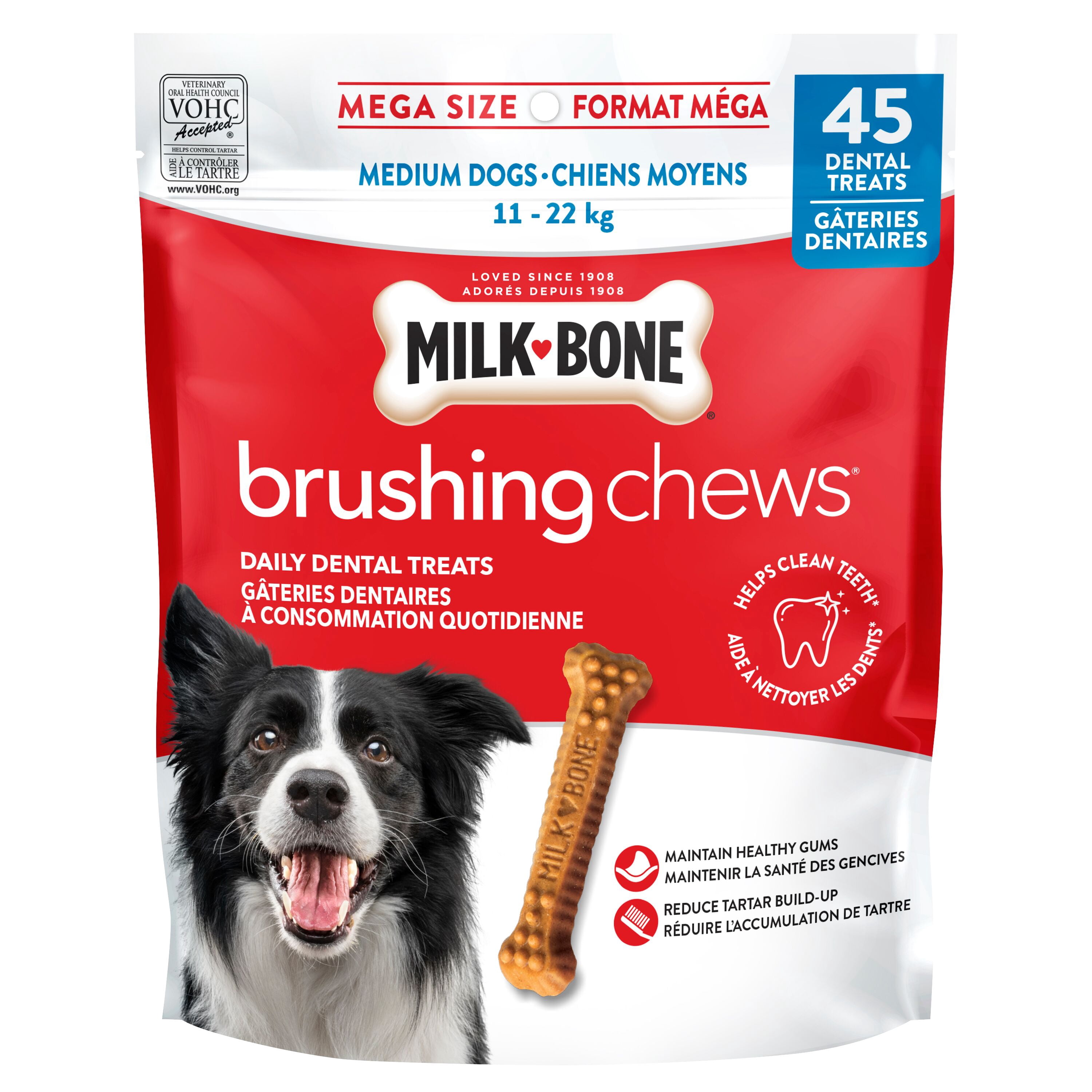 Milk-Bone Brushing Chews Gâteries Dentaires pour Chiens Moyens