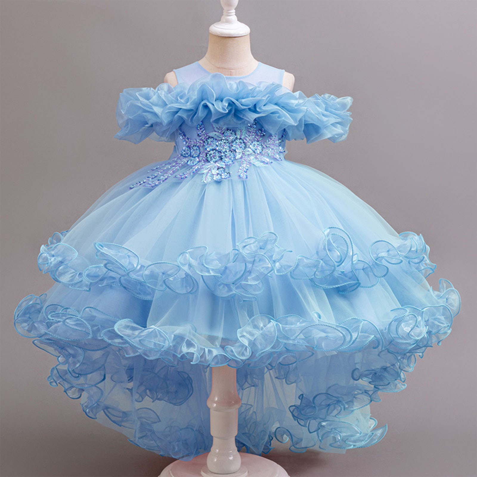 LOVZFMLL Robe à Manches Longues pour Fille avec Broderie Étoile et Deux Poches