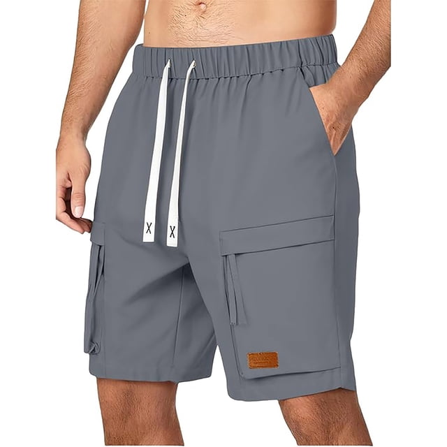 Mens Shorts Clearance Sale, Mens Drawstring Shorts Carpenter Shorts Big Men Cargo Shorts Mens Sweat Shorts Cargo Shorts Mens Shorts for Men Beach, Gray, 3XL