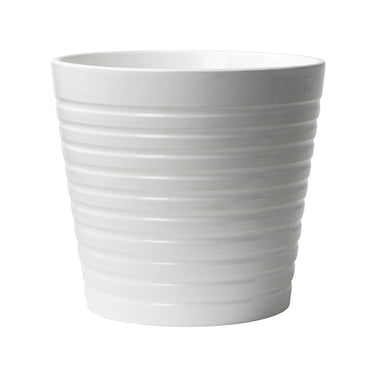 Hometrends 5" Ceramic Ribbed Pot-White