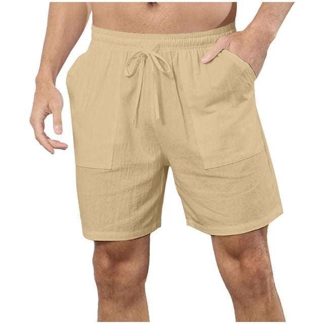 Mens Shorts, Mens Casual Solid Color Casual Drawstring Pockets Elastic Sports Shorts