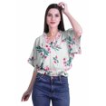 thumbnail image 2 of Moomaya Hauts Cache-Cœur pour Femmes Imprimés Taille Élastique Manches Boxy Blouse Cache-Cœur Décontractée, 2 of 4