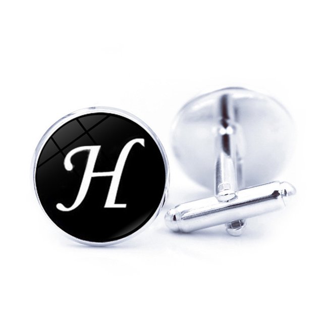 LYMAYTER Letter Cufflinks 1 Pair Men's Cufflinks - Letter Pattern, Electroplated
