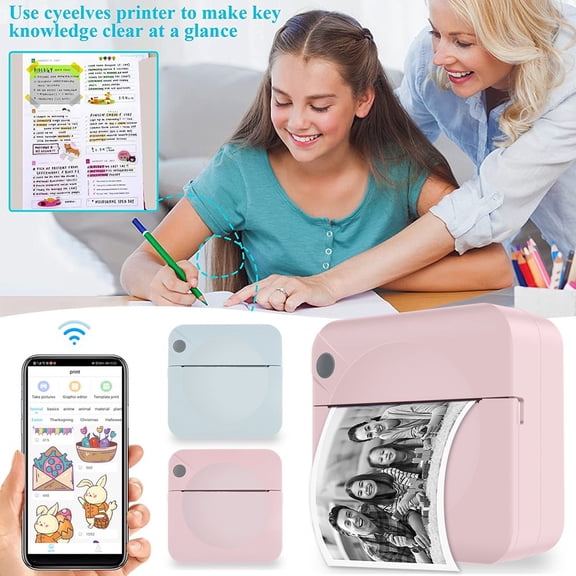 Mini Pocket Printer Bluetooth Wireless Thermal Printer with 1 Roll Printing Paper Compatible with iOS and Android Portable Inkless Photos Printer for Printing Picture Label Note