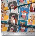 thumbnail image 3 of Soimoi Satin Silk Fabric Paw,Hat & Animals Patchwork Print Sewing Fabric Yard 42 Inch Wide, 3 of 3