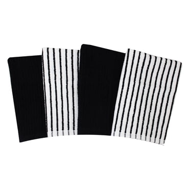 Hometrends – Lot de 4 torchons de cuisine, 100 % coton, 16 x 18 po, Noir