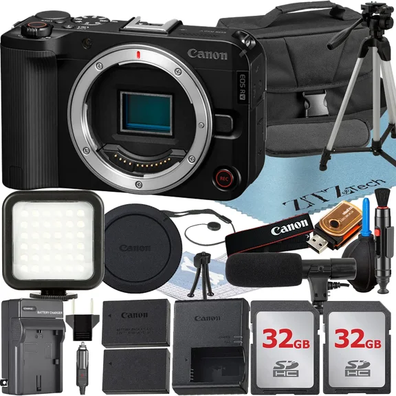 Canon EOS R50 V Appareil Photo Sans Miroir (Boîtier Seulement) avec 2 Cartes Mémoire 32 Go + Étui + Trépied + Ensemble d'Accessoires ZeeTech