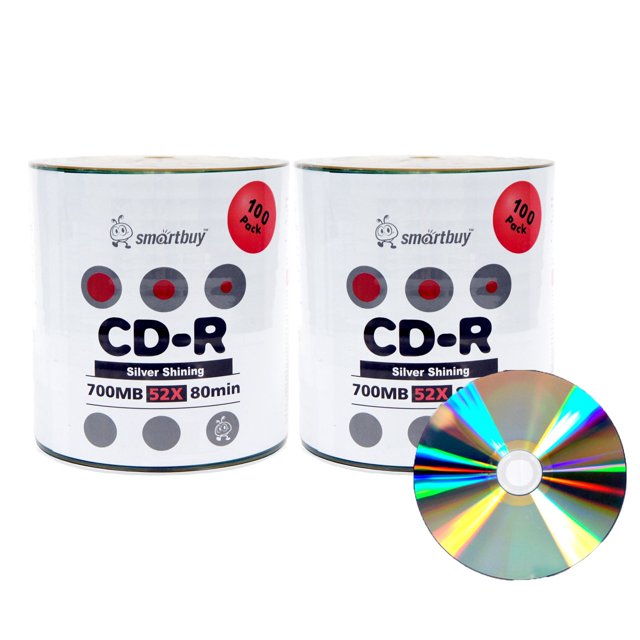 Smart Buy Disques Enregistrables Argentés Brillants CD-R 200 Pack 700mb 52x, 200 Disques, 200pk