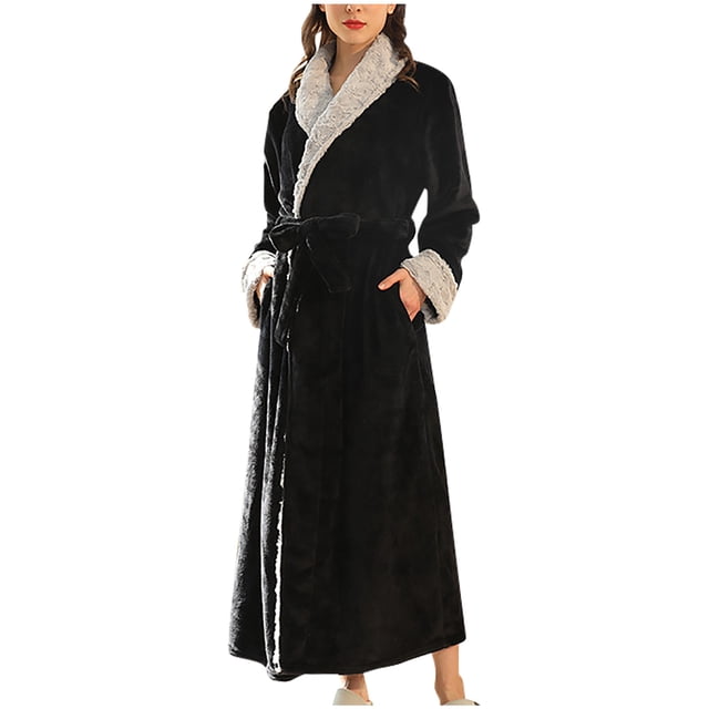 AherBiu Womens Robes Fuzzy Fleece Warm Robes Soft Winter Plush Long Bathrobes Housecoat with Pockets
