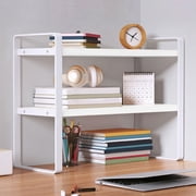 Fwttom Double-Tier Desktop Storage Shelf Student Desk Organizer Office Computer Desk Tiered Cabinet