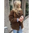 thumbnail image 2 of Brown Suede Jacket For Women Vintage Single Breasted Notched Pockets Blazer Coats, 2 of 6