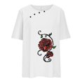 thumbnail image 4 of CHUANK Hauts pour Femmes en Solde à Moins de 10$ Hauts Décontractés Printemps Été Manches Longues en Coton Lin Imprimé Graphique Pissenlit Col Rond Blouses Vintage Grande Taille, 4 of 6