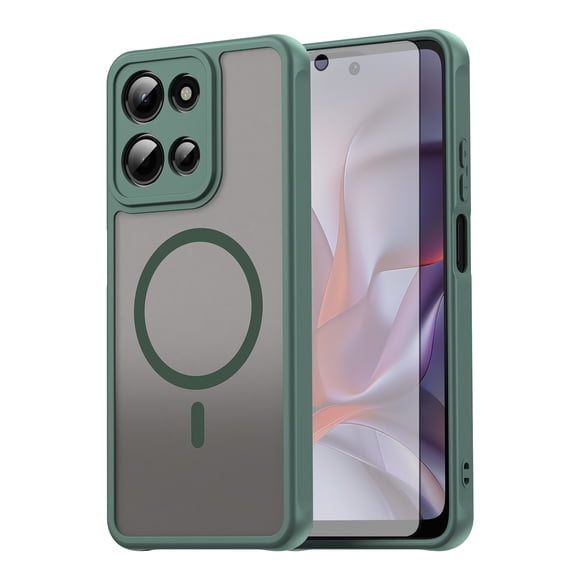 Asuwish Phone Case for Motorola Moto G Play 5G 2026 Compatible with Magnetic Translucent Matte Anti-fingerprint Back Military Grade DropProof Shockproof Protective Cell Cover Women Men Green