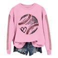 thumbnail image 2 of IMENGL Spring baseball print crew neck hooded sweatshirt long, Pink M, Size M-2XL, 2 of 4