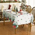 thumbnail image 2 of Christmas Tablecloth 60×120 Inch, Eucalyptus Poinsettia Washable Table Cover for Party Picnic Dinner Decor, 2 of 5
