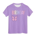 thumbnail image 1 of PMVFHDE Hauts de Bain pour Fille T-Shirt Fille d'Anniversaire à Manches Courtes T-Shirt d'Été à Col Rond Coupe Décontractée Chandails de Base Violet Pâle, 4-5 Ans, 1 of 4