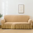 thumbnail image 4 of 2024 1 Piece Sofa Slipcover with Pleated Ruffled Skirt Washable High Stretch Durable Furniture Protector 3 Seater Pine Green, 4 of 13