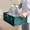 thumbnail image 2 of yulier Large Capacity Crates for Storage, Storage Crates Plastic Stackable, Multifunctional Wear-resistant Foldable Crate for Office Home Kitchen Bedroom Bathroom (Green, 16.93"×11.72"×6.57"), 2 of 6