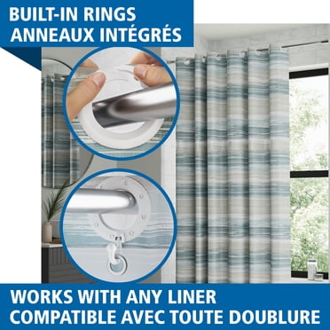 Rideau de douche en tissu Ombre Sweep Easy Hang Mainstays avec anneaux intégrés, 178 x 188 cm, bleu, taupe, multicolore