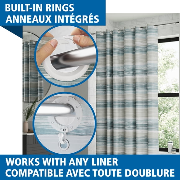 Rideau de douche en tissu Mainstays Ombre Sweep Easy Hang avec anneaux intégrés