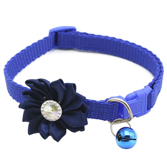 Flower Pet Collar Adjustable Rhinestone Cute Kitten Collar Bell Dog Collar