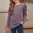 thumbnail image 4 of Posijego 3-14 Ans Filles Manches Longues Bouffantes T-Shirts Col Rond Doux Tunique Ample Décontracté Printemps, 4 of 7