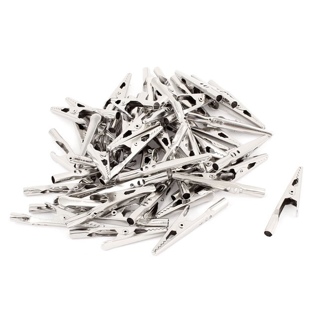 Unique Bargains 50 Pcs Electric Non Insulated Testing Crocodile Alligator Clips Clamps