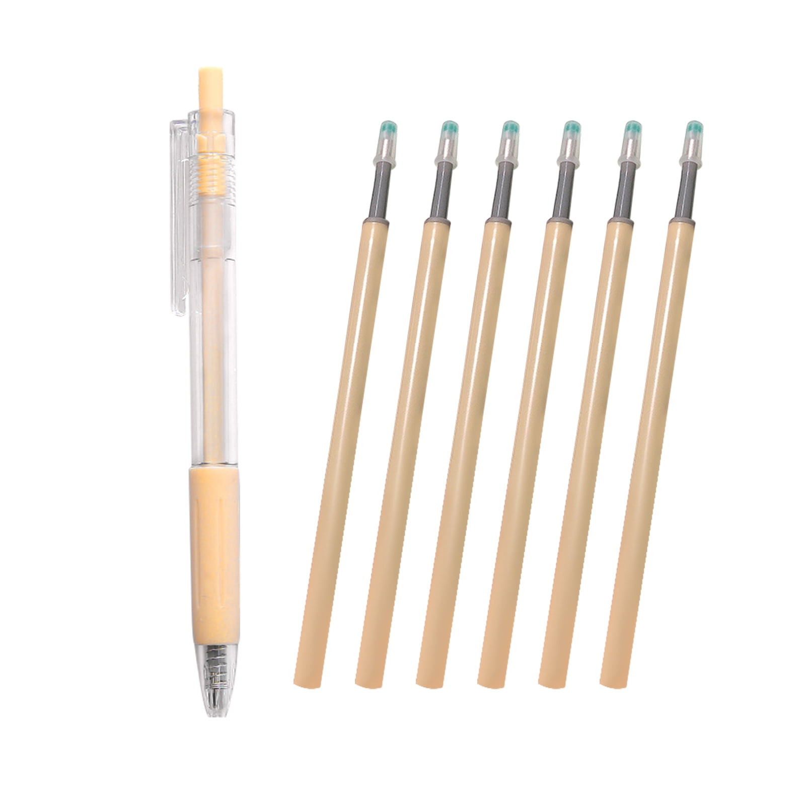 1 Pce Stylos à Encre Gel Rechargeables et Rétractables 0,5 mm Stylo Gel à Encre Noire avec 6 Encre