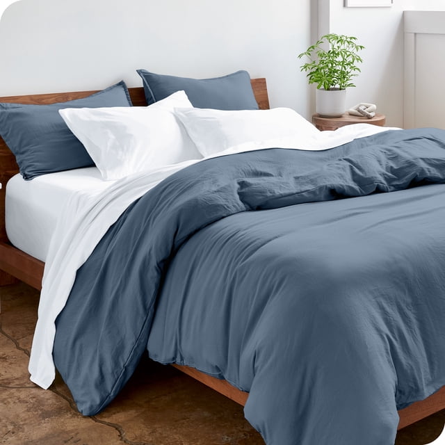 Bare Home Sandwashed Duvet Cover Set - Ultra-Soft - Premium 1800 Collection - 3 Piece - Full, Bering Sea,