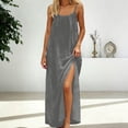 thumbnail image 3 of Daiosportswear Robe Longue de Détente pour Femmes à Bretelles Spaghetti, Dos Nu, Coupe Ample, Robe-Robe à Manches Courtes pour Femmes Gris m(m), 3 of 7
