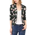 thumbnail image 2 of INSPIRE CHIC Women's Fitted Blazer Notch Lapel Printed Open Front Work Suit Jacket L Black-Floral, 2 of 8