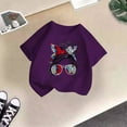 thumbnail image 5 of LUOGENLI T-Shirt pour Filles Enfant Filles Mignon Imprimé Graphique Col Rond Manche Courte Tee Été Décontracté T-Shirt Longues Chemises pour Filles avec Fente Violet 11-12 Ans, 5 of 5
